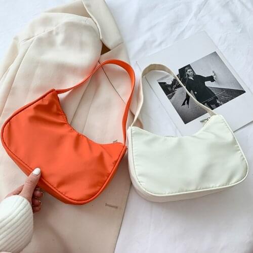 New Women Handbags Shoulder Bags Solid Color Oxford Cloth Shoulder Bags Women Zipper Travel Underarm Bag Ladies Shopping Bag