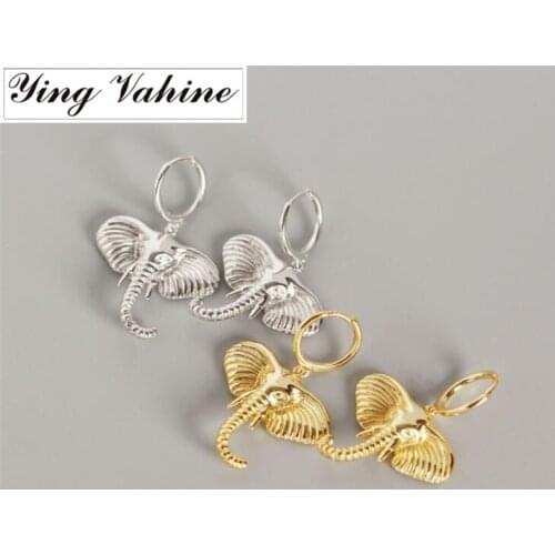 Ying Vahine 100% 925 Sterling Silver Animal Elephant Pendant Drop Earrings for Women