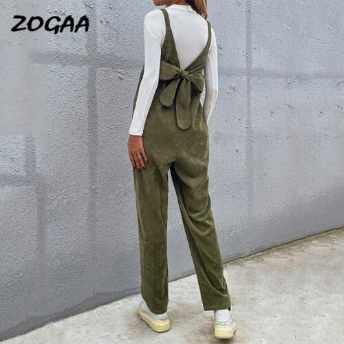 ZOGAA Jumpsuits Women Spring Autumn New Sleeveless V-neck Solid Slim Sling Bow Sweet All-match Fashion Female Hot Sale Girls