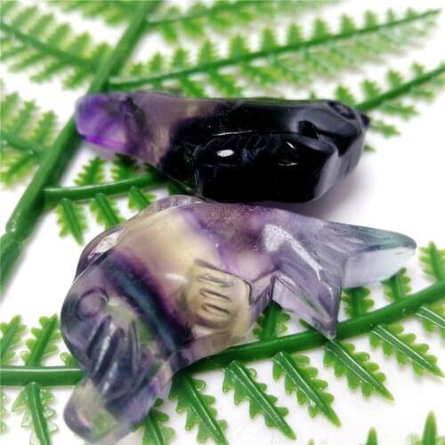 1pc natural colorful fluorite crystal dolphin animal hand carved sculpture home decorations festival DIY gift