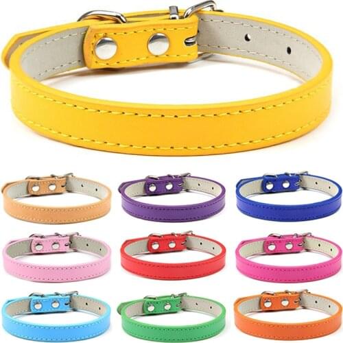 10 Colors Soft PU Leather Cat Collar With Bell Solid Puppy Collars For Small Medium Dog Cat Accessories Chihuahua Pet Products