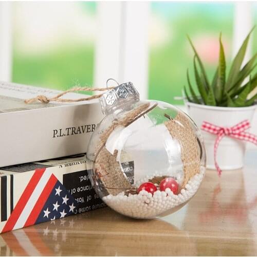10 Pairs 8cm Transparent Open Plastic Christmas Decorations For Home Ball Clear Bauble Ornaments Gift Present Box For Xmas Trees