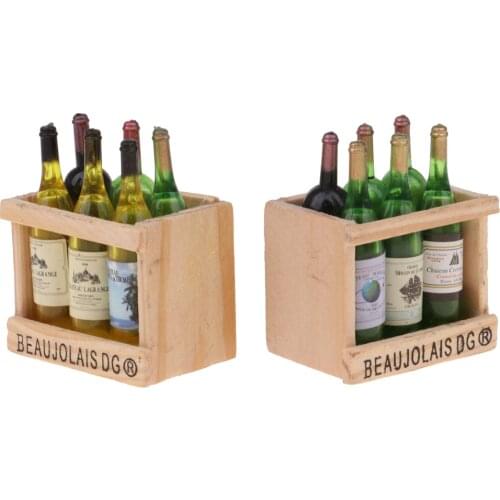 2 Sets 1/12 Dollhouse Accessory - Miniature Wine Bottles With