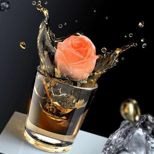 3D Big Ice Cream Ball Maker Reusable Whiskey Cocktail Mould Bar Tools Ice Cube Form Silicone Rose Shape Icecream Mold Tray