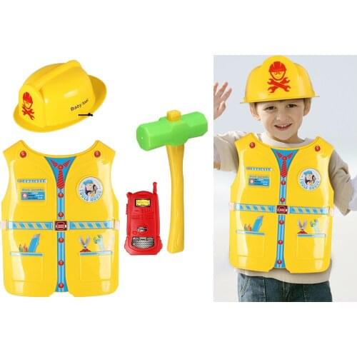 4Pcs/set Construction Worker Role Play Pretend Play Kids Costume 3+ Gift for