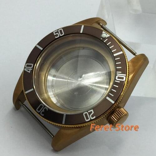 41mm sapphire Coffee Stainless steel watch Case fit ETA 2836,Miyota 8205/8215,DG2813 automatic movement