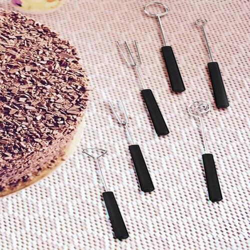 New 6pcs Chocolate Dipping Fork Set Baking Products Barbecue Fork Stainless Steel Chocolate Candy Fondue DIY Decorating Tools