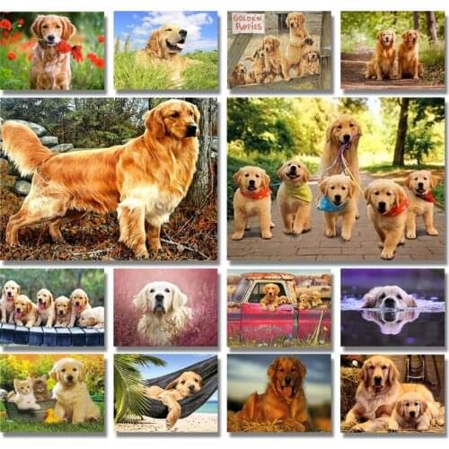 "Golden Retriever" 5d Diy Diamond Painting Full Drill Round Diamond Mosaic Embroidery Animal Dog Sale Picture Of Rhinestones Art