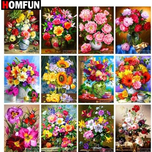 HOMFUN Diamond Painting Full Square/Round Drill 5D DIY "Colorful flowers" Daimond Embroidery Rhinestone Cross Stitch Home Decor
