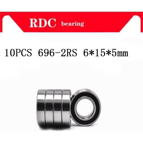 Free Shipping 10PCS ABEC-5 696-2RS 6*15*5 mm 696RS High quality 696 2RS Miniature Ball Bearings rubber Sealed R-1560DD