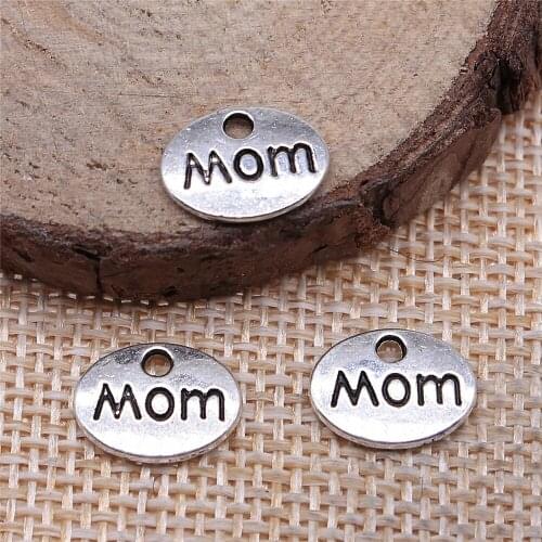 Free shipping 92pcs 12x9mm antique silver MOM charms diy retro jewelry fit Earring keychain hair card pendant accessories