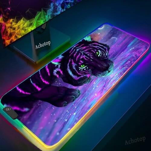 RGB Large Mouse Pad Gaming Mouse Pad Tiger Gamer Computer Mousepad Led Backlight Carpet XXL Keyboard Desk Mats with Backlit USB