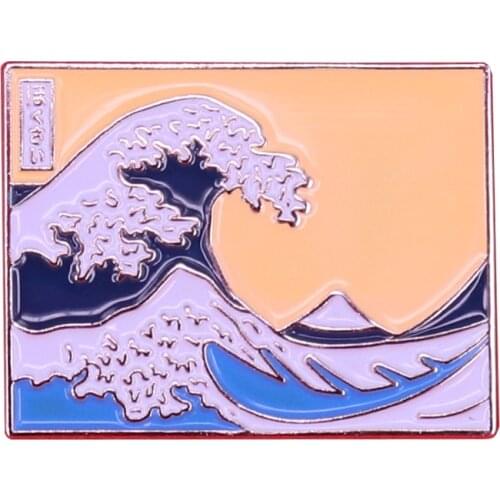 The Great Wave enamel pin Japanese ukiyo-e artist Hokusai brooch