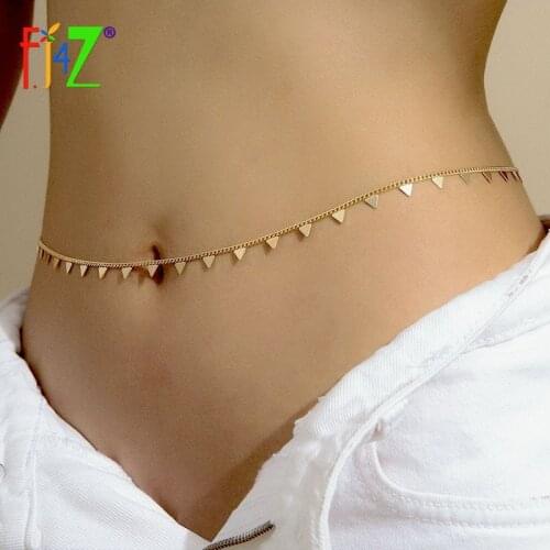 F.J4Z 2021 Trend Belly Chains For Women Fashion Sexy Heart Star Triangle Moon Charms Waist Jewelry Lady Summer Beach Accessories