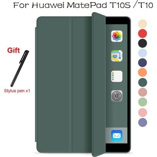 Case For Huawei Matepad T10 T10s Case Trifold PU Leather Silicone Back Stand Cover For Funda Huawei Matepad T10 T10s Tablet Case