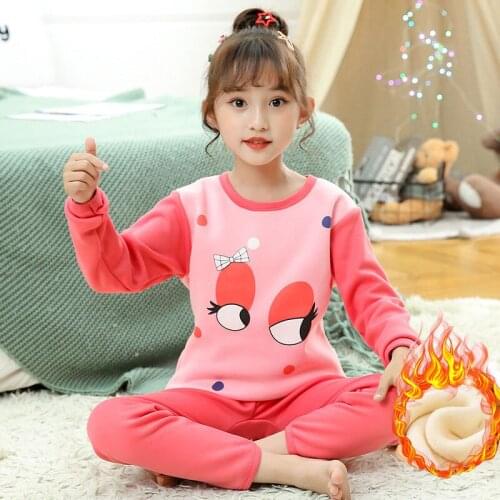 2021 Childrens Pajamas Sets Teenager Babys Sleepwear 2pcs Autumn Winter Warm Big Kids Boys Plus Velvet Color Striped Pyjamas