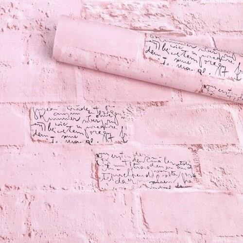 Girl bedroom dormitory wall decoration waterproof self adhesive brick wallpapers letter papers for wall pink blue grey