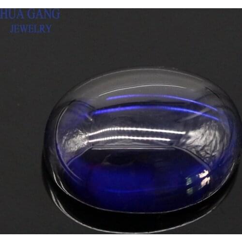 34# Blue Stone Oval Shape Cabochon Cut Flat Bottom Synthetic Corundum Gems Stone For jewelry Size 5x7~10x14mm Free Shipping