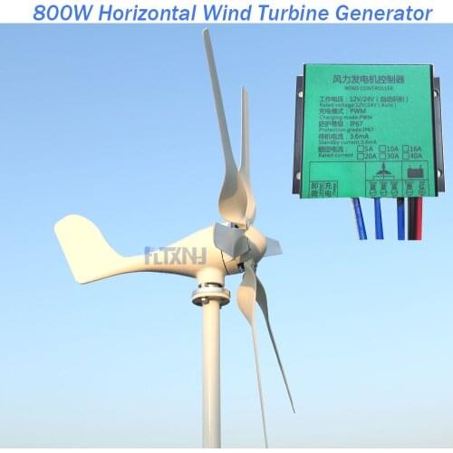 Hot Start up 1.3m/s New 800w 12v 24v Wind Turbine with 6 Blades and PWM charge controller for Home use