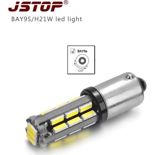 JSTOP BAY9S led Reverse light 12V lamp canbus External Lights H6W Warm white 4014smd led BAY9S H21W 12V lamp LED Reversing bulbs