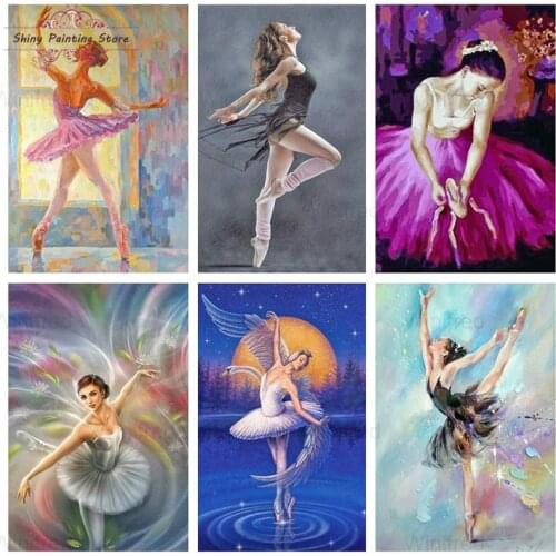 Full Drill Diamond Painting Ballet Dancing Girl Elegant Woman Diamond Embroidery Mosaic Wall Art Picture 5D DIY Cross Stitch Kit