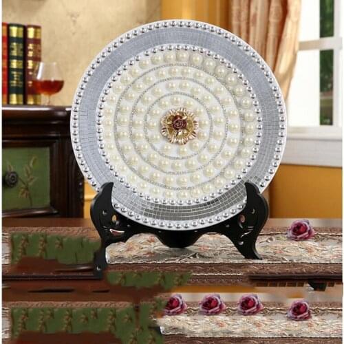 European Style Ceramic Watch Plate Decoration Home Livingroom Table Accessories Ornaments Office Study Desktop Figurines Crafts