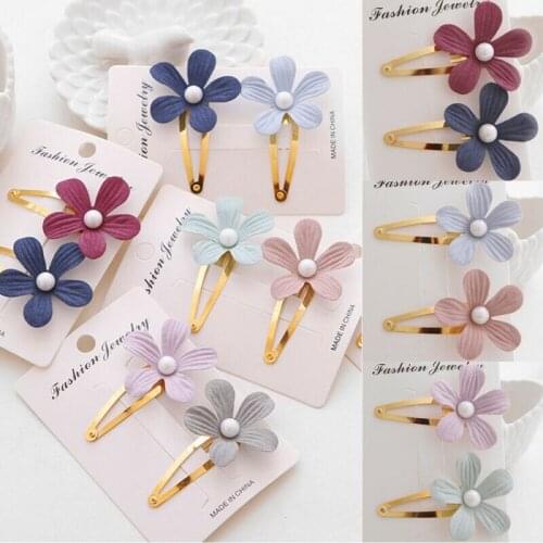 2Pcs Fashion Girls Flower Hair Clip Accessories Barrette Hawaiian Wedding Party