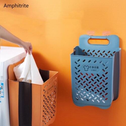 35l Folding Laundry Baskets Home Laundry Storage Facility Big Folding Bathroom Organization Hanging Plastic Storage Basket