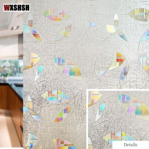 Circle Window Film Static Cling PVC Privacy Protection Thermal-Insulation 3D Laser Frosted Antiseptic For Home Office Restaurant