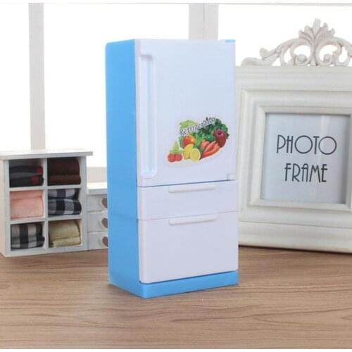 Doll House Furniture Refrigerator Play Set Doll Sweet Fridge Freezer Doll House Accessories Mini Refrigerator Toy