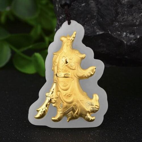 Hetian Jade Pendant For Men Guan Yu Necklace Pendants Chinese Good Luck 2018 Best Gift For Family and friend