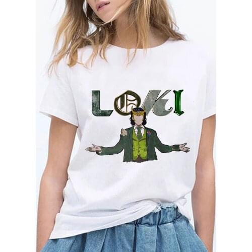 2021 Hot Summer T-Shirt God of Mischief Loki Letter Tees Tops Unisex Cute Kawaii Marvel Super Hero Cartoon T-shirt Women Clothes