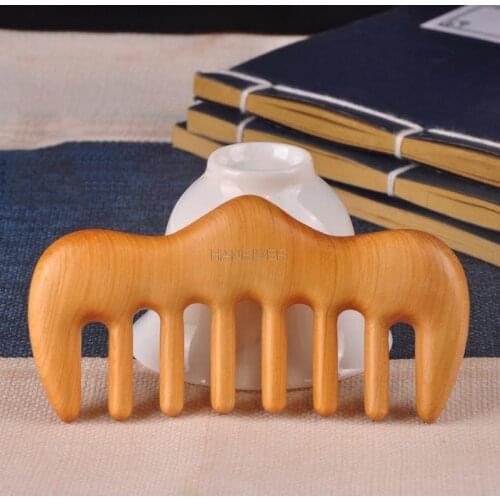 Hair Massage Comb Wide Teeth Natural Wooden Comb Head Meridian Massage Tool Handmade Anti Static Comb for Massage & Scraping