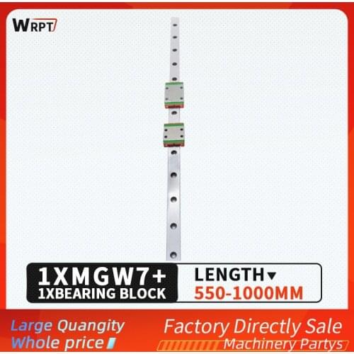 MGW7 Miniature linear guide rail carriage slide L550 600 650 700 750 800 850 900 950 1000 mm block MGW7C/MGW7H