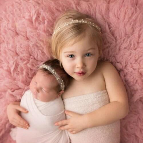 Fashion Baby Girls Faux Pearl Stretchy Mohair Headband Hair Band Photo Props