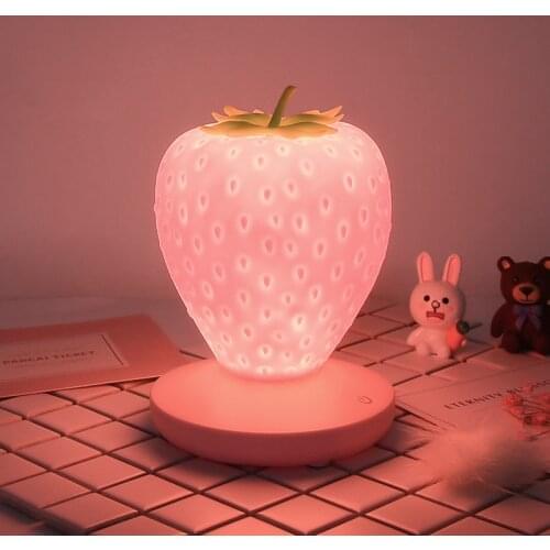 Strawberry Night Light New Style USB Charging Bedroom Ambience Light LED Decorative Table Lamp christmas silicone night light