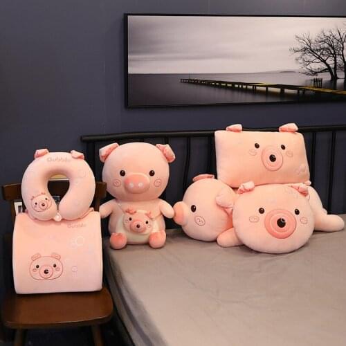 2021 New Bubble Series Cute Pig Doll Pillow Neck Pillow Lumbar Support Waist Pillow For Car Office Home Sofa