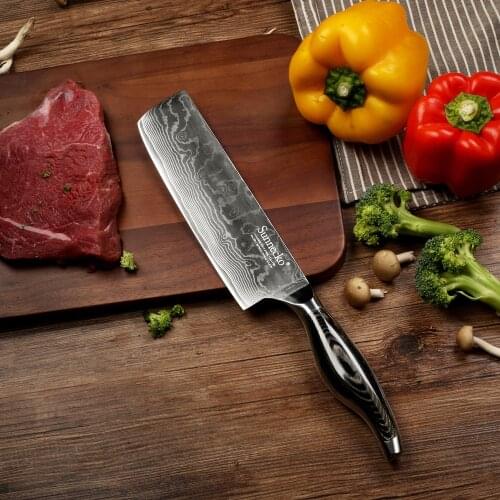 SUNNECKO 7" Cleaver Knife Damascus Japanese VG10 Steel Sharp Blade Chef Kitchen Knives Pakka Wood Handle Meat Cutting Tools
