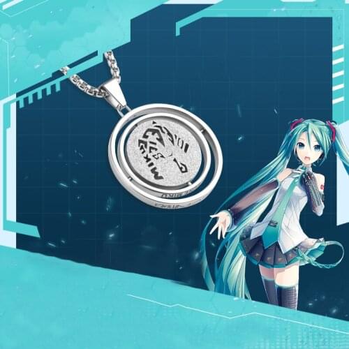 Japanese Anime Miku Pendant Music Stainless Steel Necklace Couple Lovers Birthday Gift Women Jewelry Hatsun Cosplay Accessory
