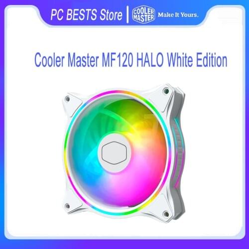 Cooler Master MF120 HALO White Edition 12CM 5V PWM Dual Loop Addressable RGB Lighting Computer Case CPU Cooling Quiet Fan