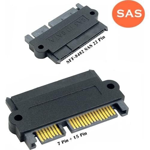 SAS 22 Pin adapter，SATA Hard Disk Drive Raid Adapter with 15 Pin 7 Pin + 15 Pin to SFF-8482 SAS 22 Pin Converter Adapter