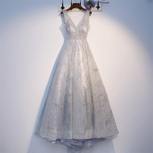 Sexy Backless V-Neck Evening Dress Sequins Sleeveless A-line Floor-length Elegant Ruched Simple Party Formal Dresses Woman B181