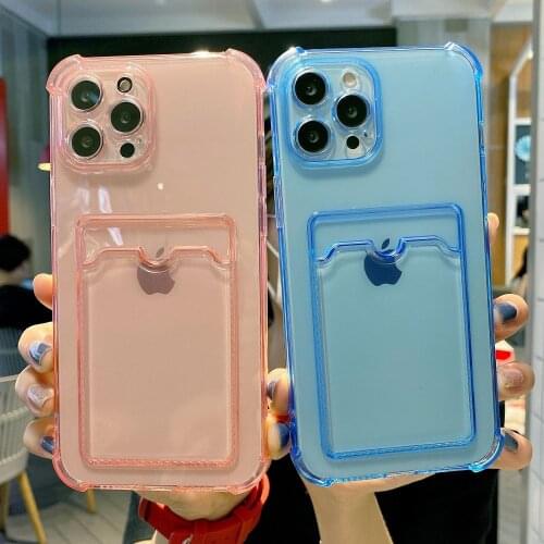 Transparent Wallet Phone Case For iPhone 12 11 Pro Max 7 8 Plus X XR XS Max 12Mini SE2020 Shockproof Card Slot Holder Back Cover