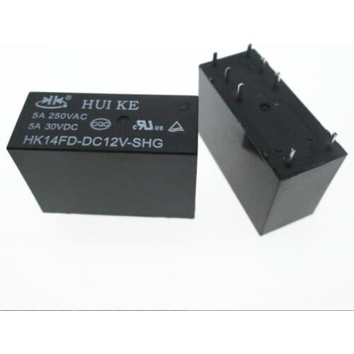 NEW 12V relay HK14FD-DC12V-SHG HK14FD-12VDC-SHG HK14FDDC12VSHG DC12V 12VDC 12V 5A 250VAC HUIKE DIP8 Free shipping