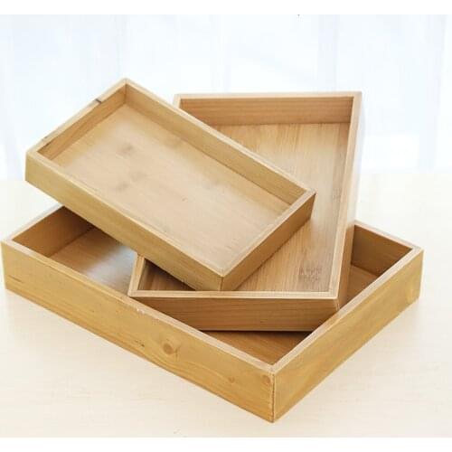 Retro Wooden Rectangular Bamboo Tray Home Storage Restaurant Dinner Plate Fruit Tea Tray