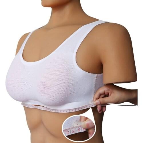 Mesh Sexy Underwear CD Crossdressing Silicone Prosthetic Breast Shapewear A-E Cup Triangle Fake Breasts with Underwear Set