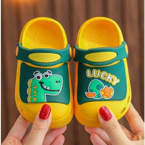 Slippers for Boys Animal Prints Dinasaur Eva Soft Sole Comfy Anti-Slippery Hole Shoes Stylish Children Sandals Slippers Kids New