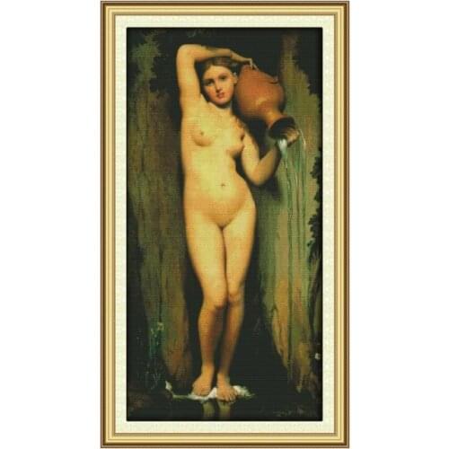 Stamped Cross Stitch Kits Embroidery Needlework The Woman Holding Pottery Decor Counted Thread 11CT 14CT Print Canvas Fabric Set