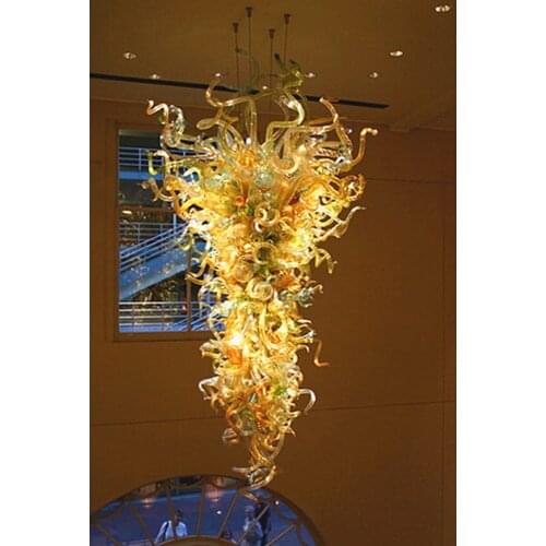 Modern Multi-yellow LED Art Glass Chandelier Chihuly Style Blown Glass Chandelier Lighting