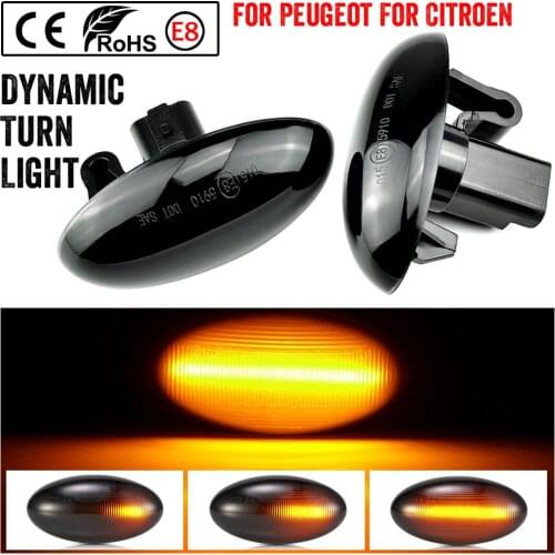 For Peugeot 307 206 207 407 107 607 Citroen C1 C2 C3 C5 LED Dynamic Turn Signal Light Flowing Water Side Marker Indicator Light